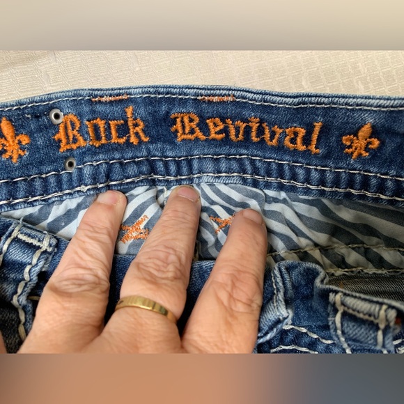 Rock Revival Teresa Bootcut Jean Distressed Rhinestone Western 28 Whiskered Bold - Picture 12 of 15